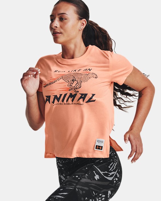 Women's UA Run Like A... T-Shirt, Pink, pdpMainDesktop image number 2